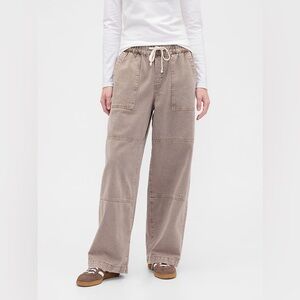 NWT Gap Factory Tan High Rise Pull-On Wide-Leg Utility Jeans - Size L
